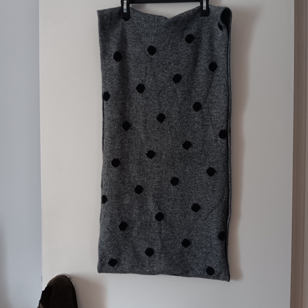 J CREW Grey + Blue Intarsia Polka Dot Infinity Scarf